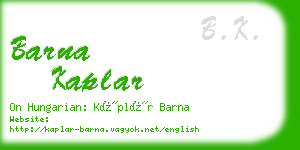 barna kaplar business card